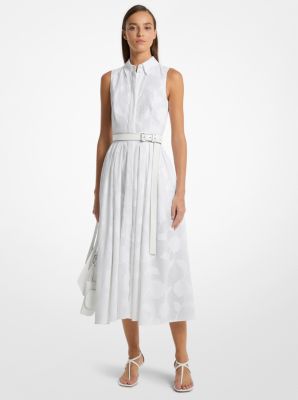 Floral Fil Coupé Cotton Sleeveless Shirtdress