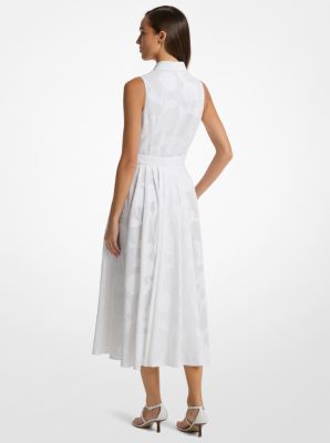 Floral Fil Coupé Cotton Sleeveless Shirtdress