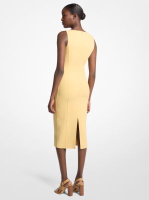 Double Faced Stretch Wool Sheath Dress