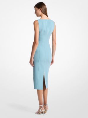 Double Faced Stretch Wool Crepe Scoopneck Sheath Dress