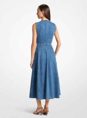 Vestido de baile de denim deshilachado in INDIGO | Michael Kors