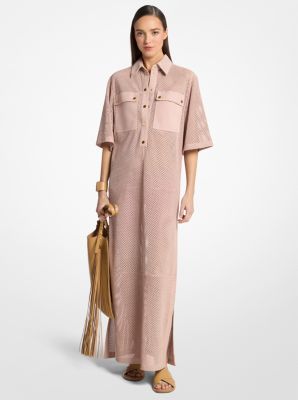 Perforated Suede Safari Dress