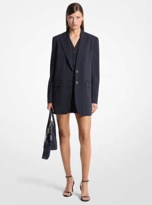 Blazer boyfriend de mezcla de lana a rayas diplomáticas