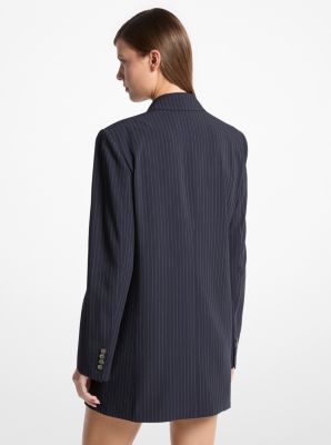 Pinstripe Wool Blend Boyfriend Blazer