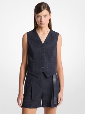 Pinstripe Wool Blend Vest