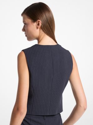 Pinstripe Wool Blend Vest