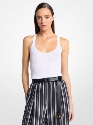 Michael Kors Collection Ribbed Superfine Linen and Cotton Tank Top | Thumbnail 4