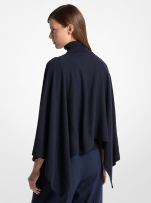 Draped Cashmere Turtleneck Caftan Top