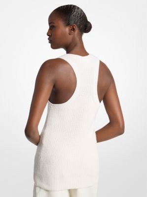 Camiseta sin mangas de cachemira y lino