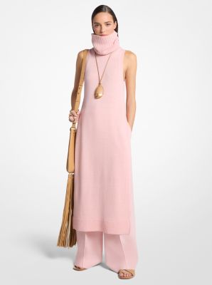 T&uacute;nica de cuello alto de cachemira y lino