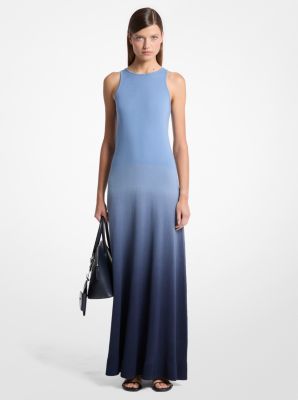 Vestido de cachemira con efecto ombré y cuello halter deportivo