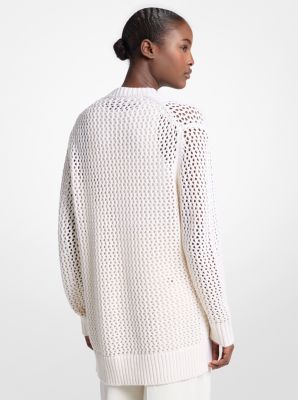 Hand-Crocheted Cotton and Cashmere Cardigan