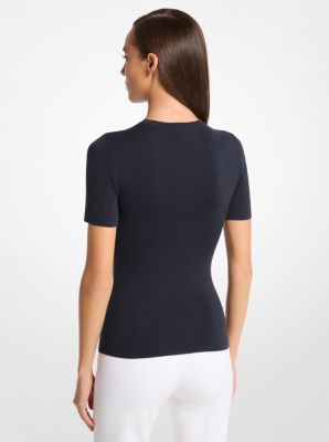 Cashmere Short-Sleeve Sweater in MIDNIGHT | Michael Kors