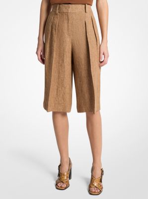 Shorts de lino plisados