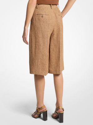 Pleated Linen Trouser Shorts