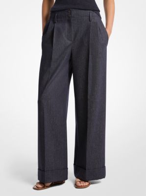 Denim Wool Cuffed Trousers