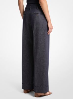Denim Wool Cuffed Trousers