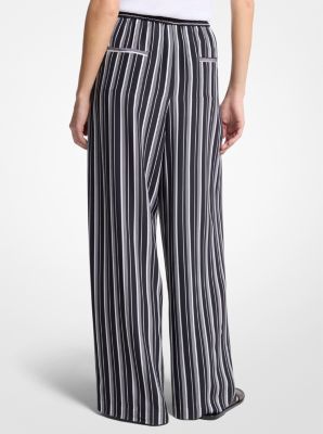 Pantal&oacute;n de pijama de crep&eacute; de chine de seda con rayas