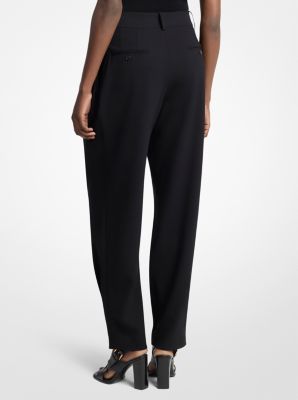 Pantal&oacute;n corte barrel de crep&eacute; de lana plisada