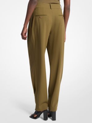 Pantal&oacute;n corte barrel de crep&eacute; de lana plisada