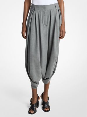 Pantal&oacute;n culotte drapeado de lana el&aacute;stica