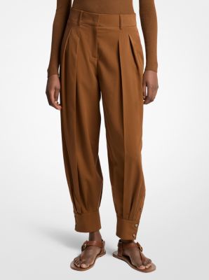 Silk Gabardine Cuffed Carrot Trousers