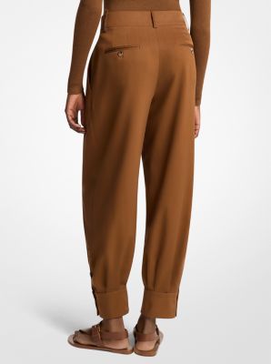 Silk Gabardine Cuffed Carrot Trousers