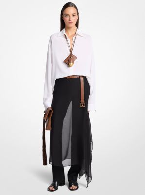 Tissue Wool Crepe and Silk Voile Veiled Trousers