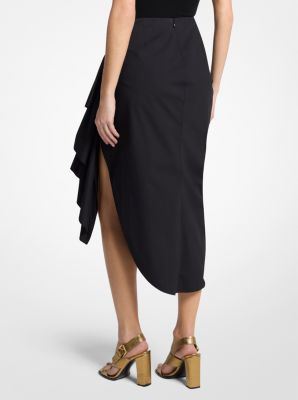Ruched Cotton Poplin Pareo Skirt