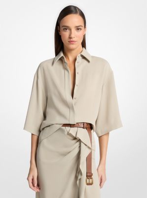 Wool Crepe Camp Shirt