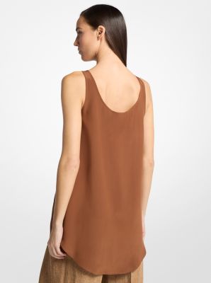 Silk Crepe De Chine Tank Top in BRANCH | Michael Kors