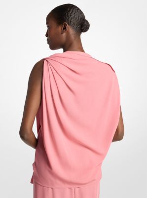 Wool Crepe Draped Blouse