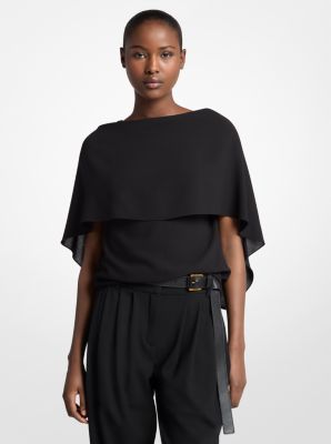 Wool Crepe Cape Top