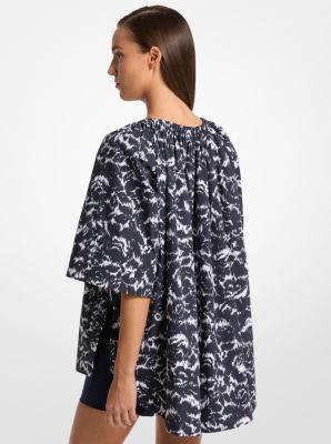 Blusa de popelina de algodón con estampado floral chiné
