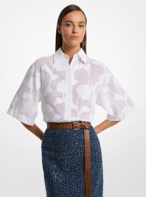 Camisa de algodón con fil coupé floral