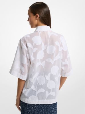 Camisa de algodón con fil coupé floral