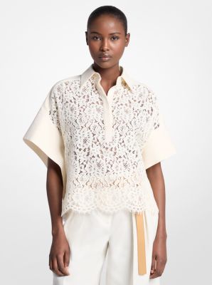 Corded Floral Lace Butterfly-Sleeve Top