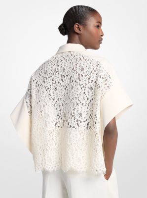 Corded Floral Lace Butterfly-Sleeve Top