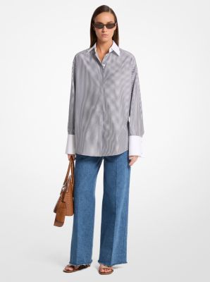 Camisa Tyler extragrande de mezcla de algodón a rayas