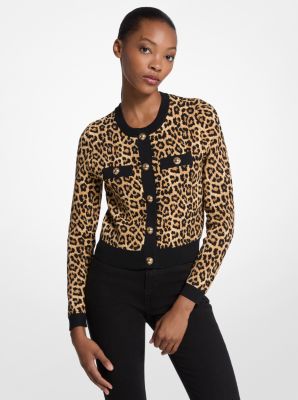 Leopard Print Stretch Viscose Cardigan