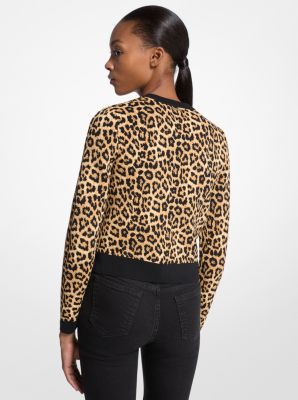 Leopard Print Stretch Viscose Cardigan
