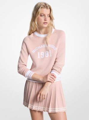 Michael Kors Logo Cotton Blend Sweater In Pink