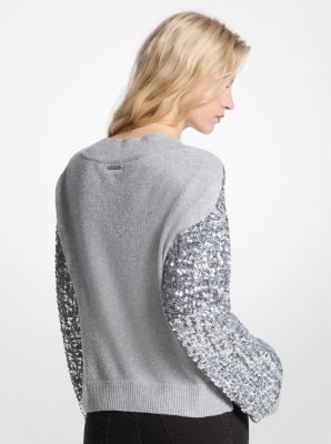 Sequined Cotton Blend Sweater