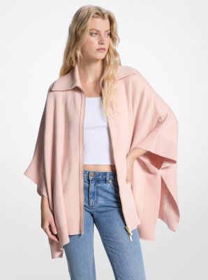 Michael Kors Reversible Logo Cotton Blend Zip-up Poncho In Pink
