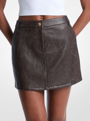 Coated Viscose Blend Mini Skirt