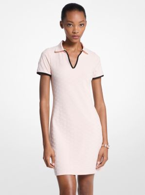 Michael Kors Logo Jacquard Knit Tech Tennis Dress In Pink