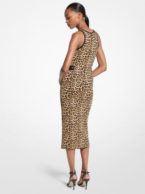 Leopard Print Stretch Viscose Midi Tank Dress
