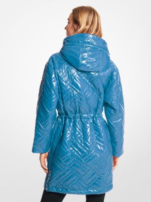 Quilted Cir&eacute; Nylon Puffer Coat