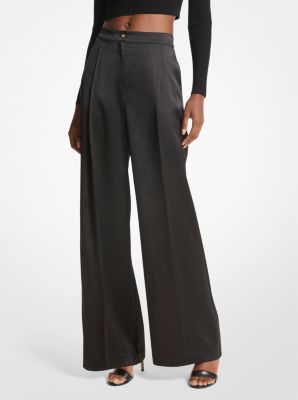 Satin Wide-Leg Pants in BLACK | Michael Kors