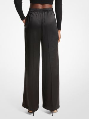 Satin Wide-Leg Pants in BLACK | Michael Kors